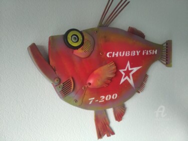 Escultura titulada "Chabby fish 7-200" por Hakaro, Obra de arte original, Madera