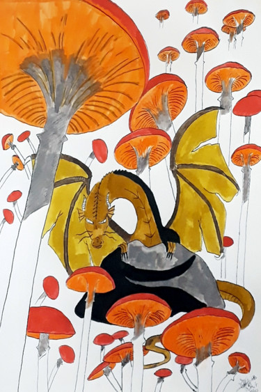 Le jardin Drawing titled "Le jardin" by Hakim Blanpain, Original Art, Ink