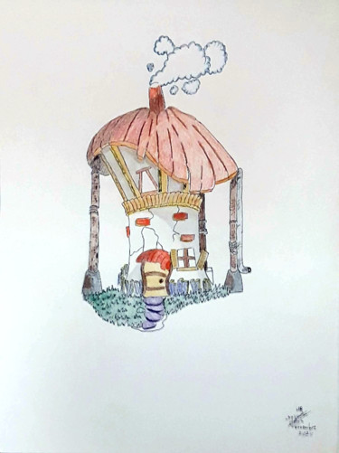 Maison - 3 Drawing titled "Maison - 3" by Hakim Blanpain, Original Art, Pencil