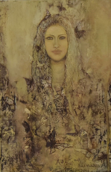 Painting titled "queen of butterfllys" by Olga Kadnikova, Original Artwork, Oil