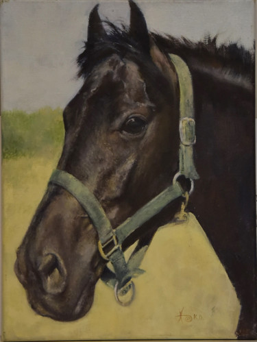 Painting titled "alogo(horse)" by Olga Kadnikova, Original Artwork, Oil