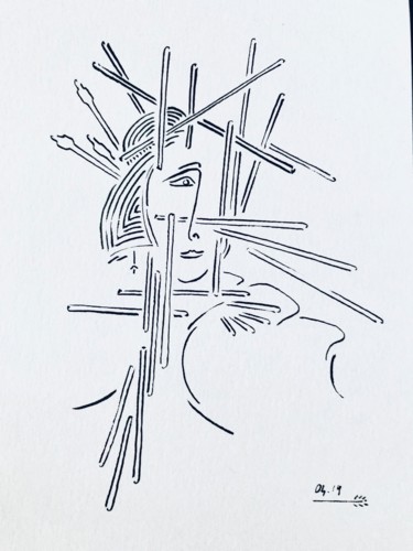Dessin intitulée "Geisha 1 prisonnièr…" par Patrice Halary, Œuvre d'art originale, Encre
