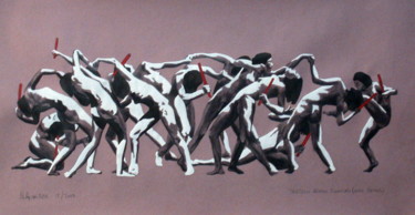 Pittura intitolato "13 women fighting -…" da Nick Aumiller, Opera d'arte originale