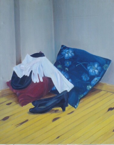 Painting titled "Blue pillow" by Hale Bilek, Original Artwork, Oil