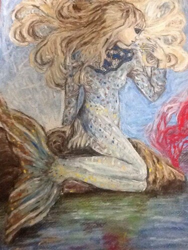 Dessin intitulée "Mermaid" par Hale Bilek, Œuvre d'art originale, Pastel