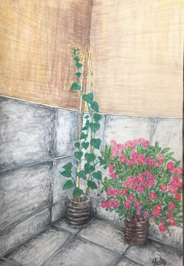 Malerei mit dem Titel "Teras" von Hale Bilek, Original-Kunstwerk, Pastell