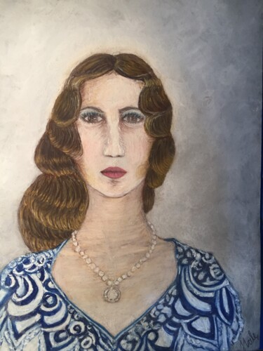 Disegno intitolato "Portre" da Hale Bilek, Opera d'arte originale, Pastello
