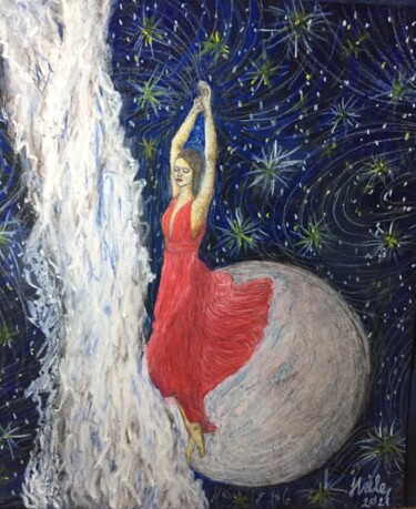 Pittura intitolato "Şelale" da Hale Bilek, Opera d'arte originale, Pastello