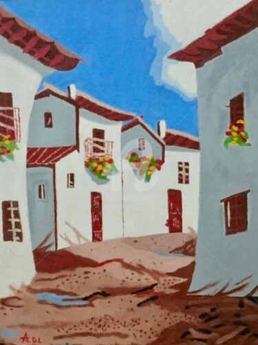 Pintura titulada "Pueblo" por Halverto Díaz, Obra de arte original, Oleo