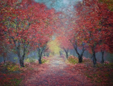 Schilderij getiteld "Autumnal Plume" door Kenneth Halvorsen, Origineel Kunstwerk, Olie