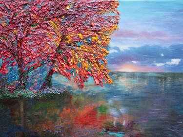 Painting titled "Crystal Maple" by Kenneth Halvorsen, Original Artwork, Oil Mounted on Wood Stretcher frame