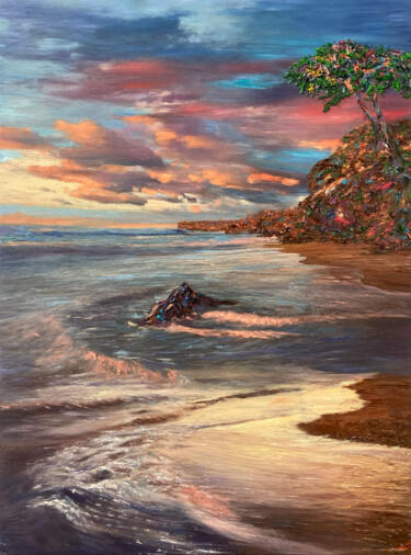 Painting titled "Sacred Sea" by Kenneth Halvorsen, Original Artwork, Oil Mounted on Wood Stretcher frame