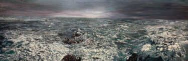 Pittura intitolato "Raging Sea" da Kenneth Halvorsen, Opera d'arte originale, Olio Montato su Telaio per barella in legno