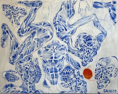 Картина под названием "Stealing an orange" - Halyna Abramova, Подлинное произведение искусства, Акрил