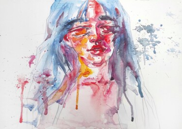 Painting titled "Pain. Part 2" by Halyna Yeremiichuk, Original Artwork, Watercolor