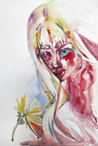 Painting titled "Pain. Part 4" by Halyna Yeremiichuk, Original Artwork, Watercolor
