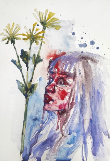 Painting titled "Pain. Part 3" by Halyna Yeremiichuk, Original Artwork, Watercolor
