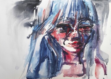 Painting titled "Pain. Part 6" by Halyna Yeremiichuk, Original Artwork, Watercolor