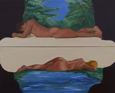 Painting titled "Reverie" by Danielle Hameleers, Original Artwork, Oil Mounted on Wood Stretcher frame