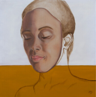 Painting titled "Face" by Danielle Hameleers, Original Artwork, Oil Mounted on Wood Stretcher frame