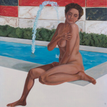 Картина под названием "Fountain" - Danielle Hameleers, Подлинное произведение искусства, Масло Установлен на Деревянная рама…