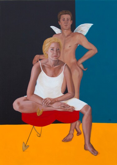 Malerei mit dem Titel "Venus & cupid" von Danielle Hameleers, Original-Kunstwerk, Öl