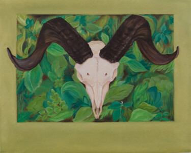 Painting titled "Aries" by Danielle Hameleers, Original Artwork, Oil Mounted on Wood Stretcher frame