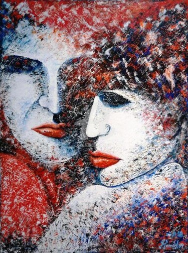 Painting titled "sad couple" by Hamid Bouteldja, Original Artwork