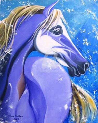 Painting titled "Dream horse 梦幻马 (1)" by Hamid Bouteldja, Original Artwork