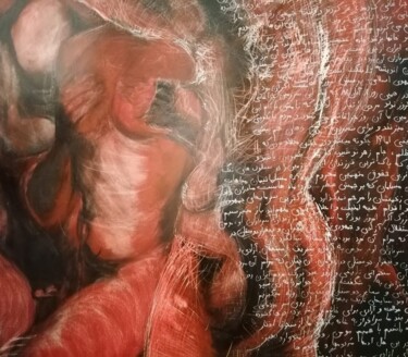 Malerei mit dem Titel "RED EMANZIPATION" von Hamid Valentin Esmann, Original-Kunstwerk, Öl Auf Keilrahmen aus Holz montiert