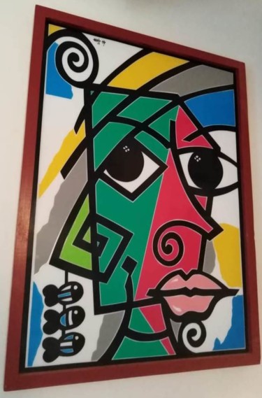 Painting titled "Signature renversé" by Hammadi Snene, Original Artwork, Stained glass painting