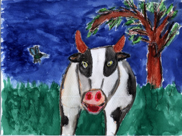 Malerei mit dem Titel "Kuh" von Dieter Hamm, Original-Kunstwerk