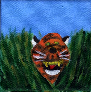Painting titled "Tigerkopf" by Dieter Hamm, Original Artwork