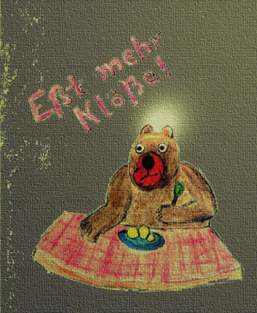 Drawing titled "Eßt mehr Klöße!" by Dieter Hamm, Original Artwork