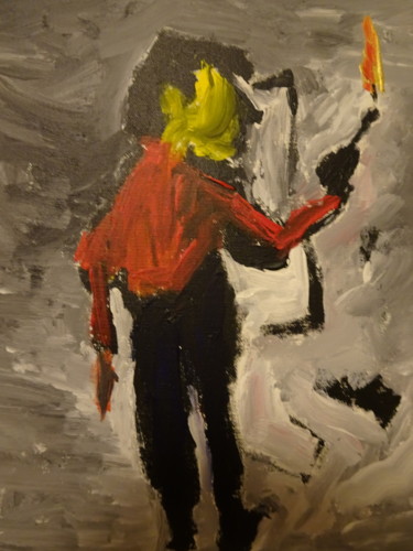 Painting titled "The Brush is on Fire" by Dieter Hamm, Original Artwork, Acrylic