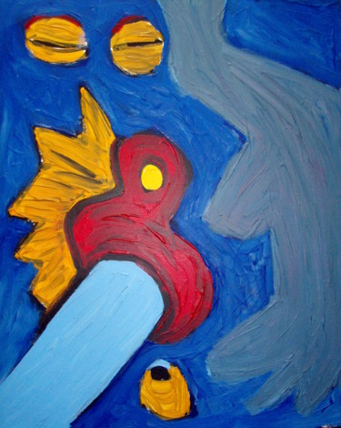 Malerei mit dem Titel "Blauer Schmerz" von Dieter Hamm, Original-Kunstwerk, Acryl