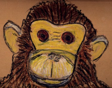 图画 标题为“Schimpanse” 由Dieter Hamm, 原创艺术品, 粉笔