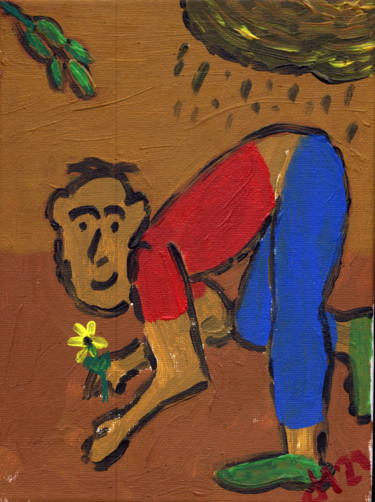 Pintura intitulada "Der Gärtner" por Dieter Hamm, Obras de arte originais, Acrílico
