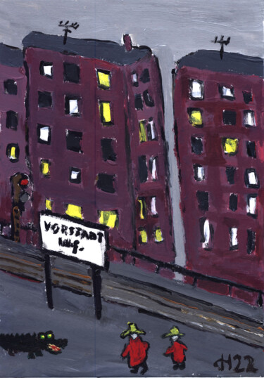 Peinture intitulée "In der Vorstadt" par Dieter Hamm, Œuvre d'art originale, Acrylique