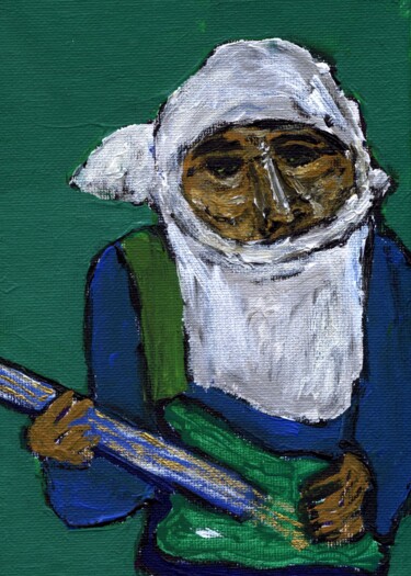 Painting titled "Mdou Moctar" by Dieter Hamm, Original Artwork, Acrylic