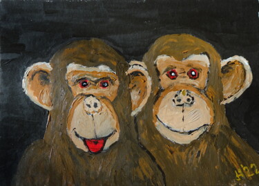 Malerei mit dem Titel "Nächtliche Begegnung" von Dieter Hamm, Original-Kunstwerk, Acryl