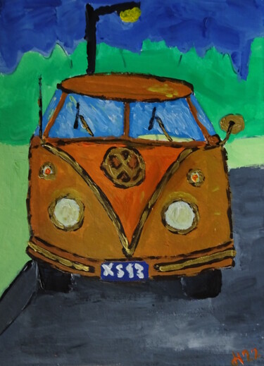 Schilderij getiteld "VW-Bus" door Dieter Hamm, Origineel Kunstwerk, Acryl