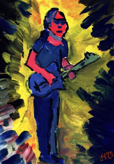 Painting titled "Der Gitarrist" by Dieter Hamm, Original Artwork, Acrylic