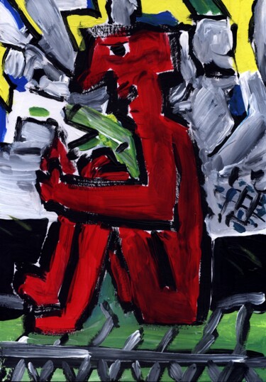 Peinture intitulée "Migränemann" par Dieter Hamm, Œuvre d'art originale, Acrylique