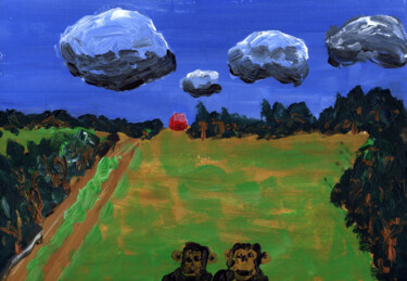 Pintura titulada "Offene Landschaft" por Dieter Hamm, Obra de arte original, Acrílico