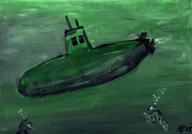 Painting titled "Submarine" by Dieter Hamm, Original Artwork, Acrylic