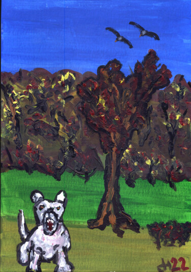 Malerei mit dem Titel "Herbstliche Parksze…" von Dieter Hamm, Original-Kunstwerk, Acryl