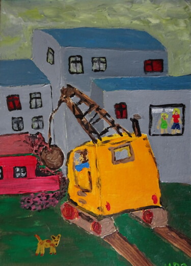 Malerei mit dem Titel "Wir bauen  die Zuku…" von Dieter Hamm, Original-Kunstwerk, Acryl
