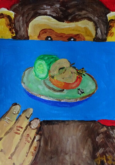 Malerei mit dem Titel "Obst und Gemüse" von Dieter Hamm, Original-Kunstwerk, Acryl