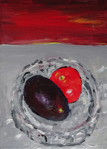 Malerei mit dem Titel "Kleines Stillleben" von Dieter Hamm, Original-Kunstwerk, Acryl